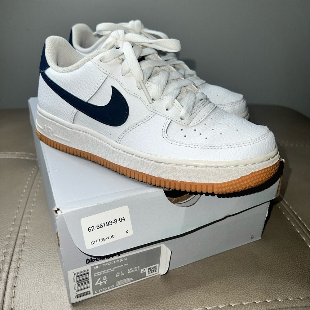 Nike Air Force 1 (GS) White Obsidian University Red 4.5y /6w Youth | Women